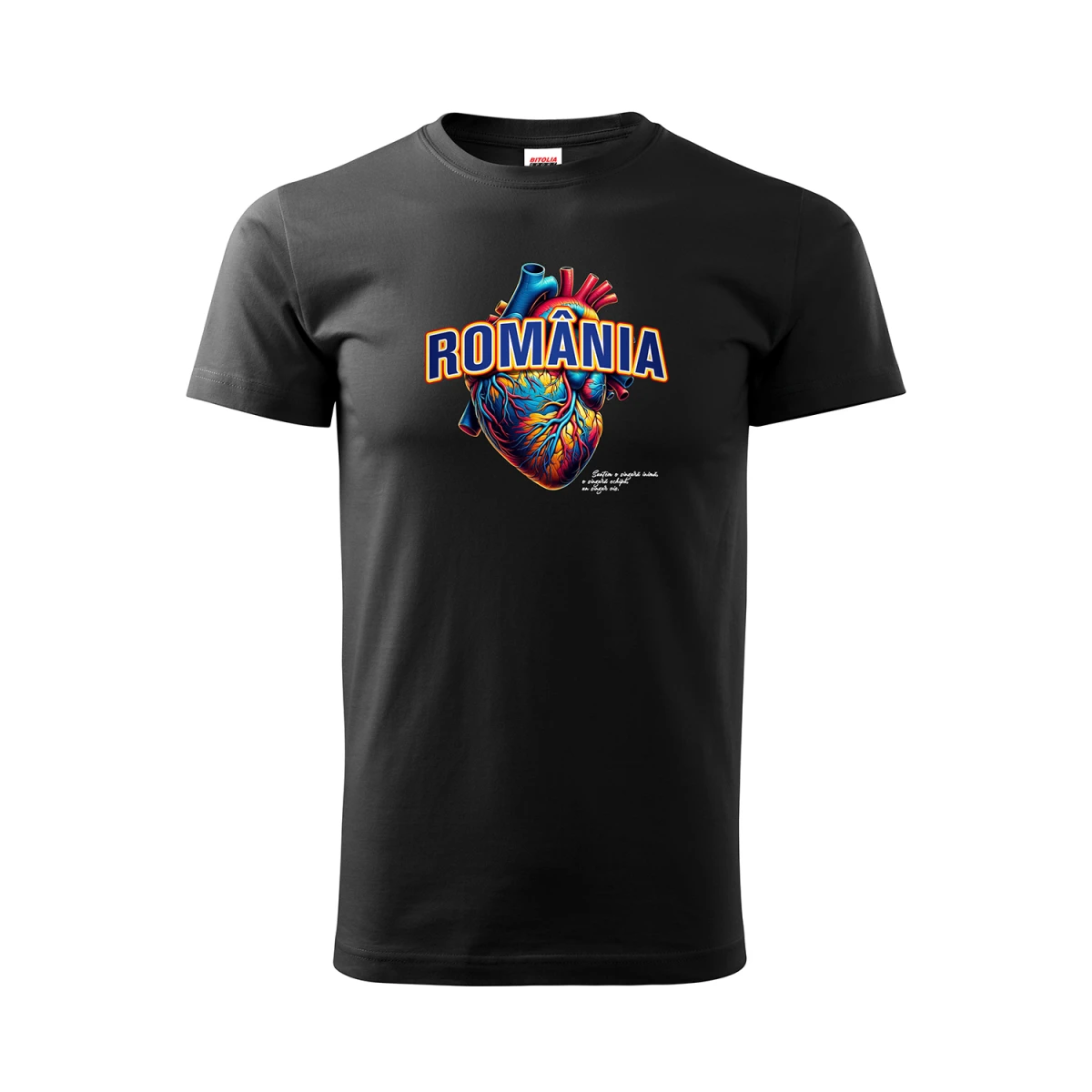 Tricou ROMÂNIA Inimă Negru